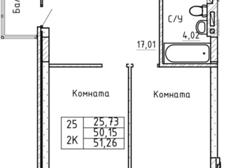 2-к квартира, 50 м², 5/9 эт.